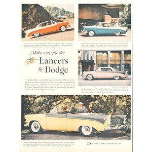 1956 Dodger Lancer Car Line Up Vintage Print Ad Coronet Custom Royal 10 x 13